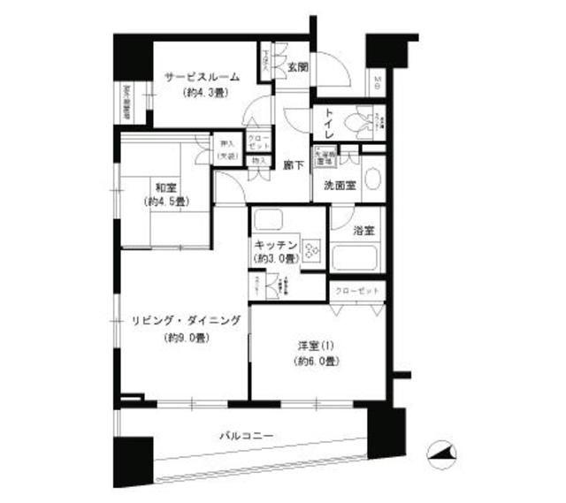 パークキューブ浅草田原町(2SLDK/12階)の間取り写真