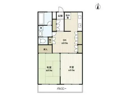 高砂シティハイツ(2DK/3階)の間取り写真