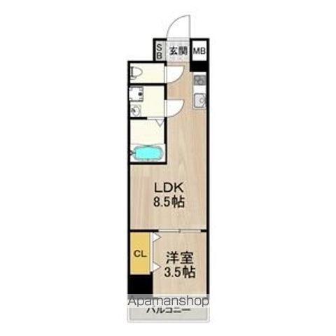コートエスト都島(1LDK/6階)の間取り写真
