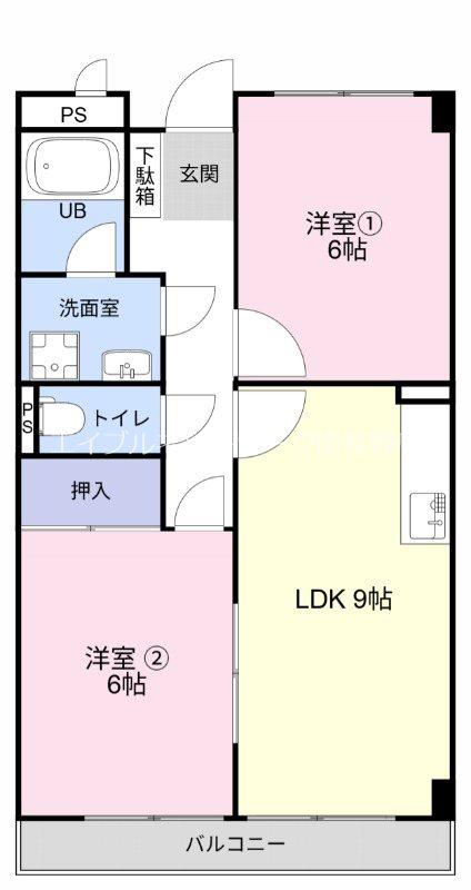 リンピアハピネス(2DK/3階)の間取り写真