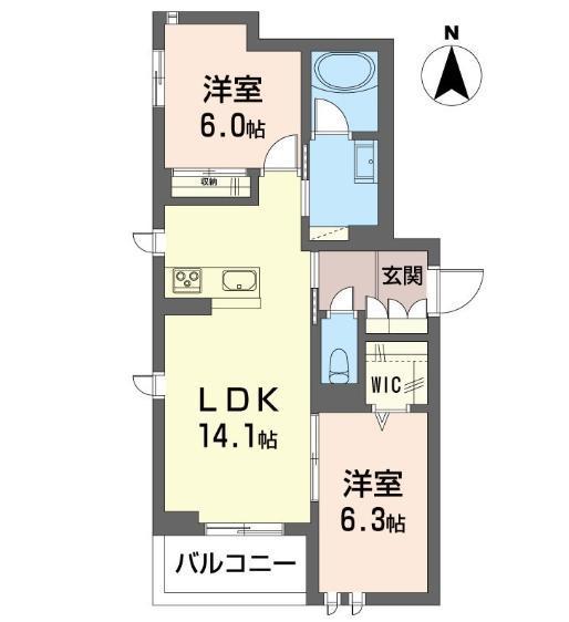リリエート本太(2LDK/1階)の間取り写真