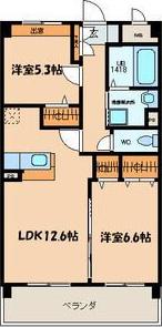 ウイングヒルズ参番館(2LDK/1階)の間取り写真