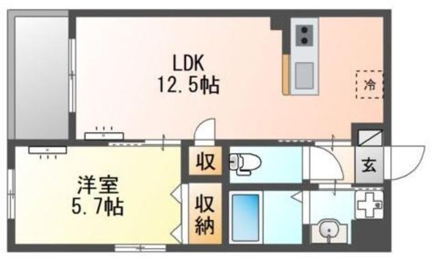 立川市一番町4丁目マンション(1LDK/3階)の間取り写真