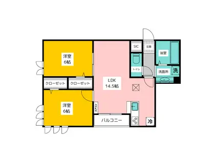 CASA FLORESTA(2LDK/1階)の間取り写真