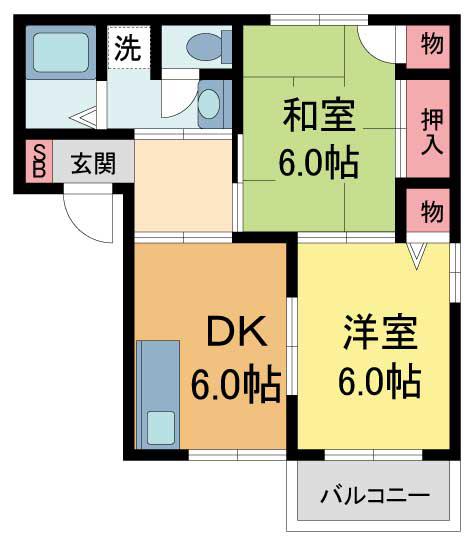 マニャーナ夙川(2DK/2階)の間取り写真