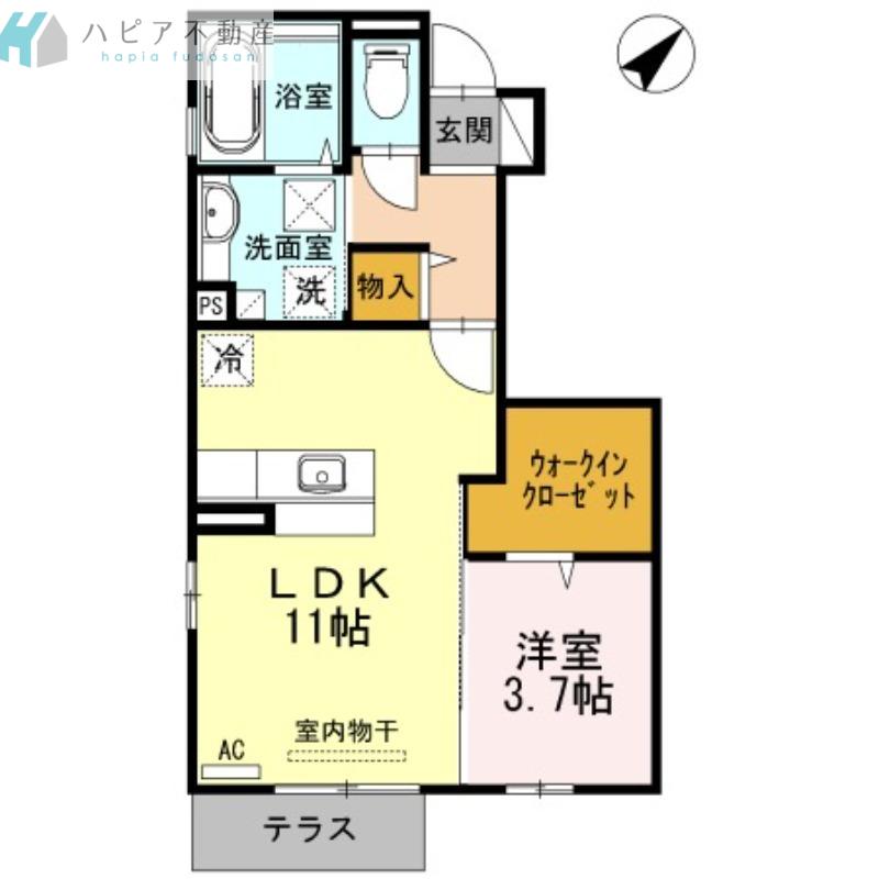 GARDEN COURT(1LDK/1階)の間取り写真