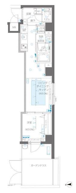 ZOOM信濃町(1LDK/1階)の間取り写真