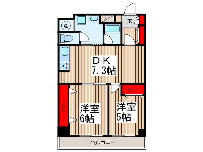 ルーセル南浦和(2DK/5階)の間取り写真