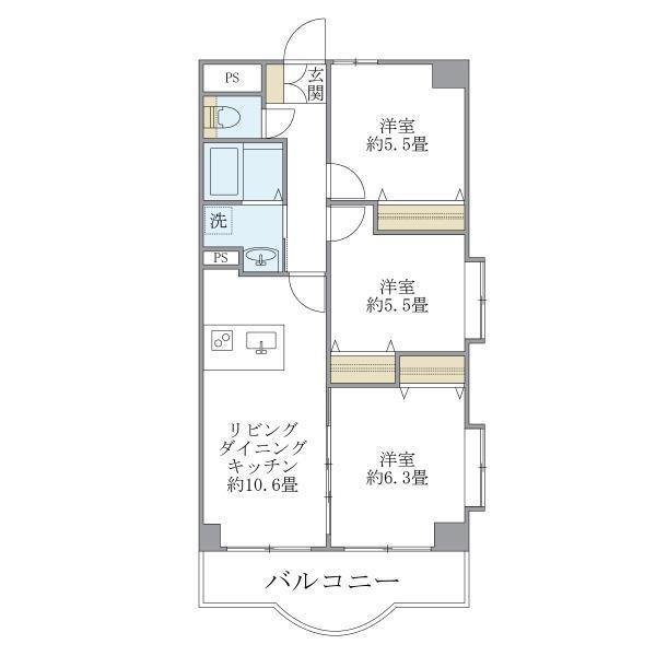 西船橋スクエアガーデン(3LDK/10階)の間取り写真
