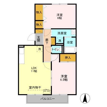 フレマリール堀込 A(2LDK/2階)の間取り写真