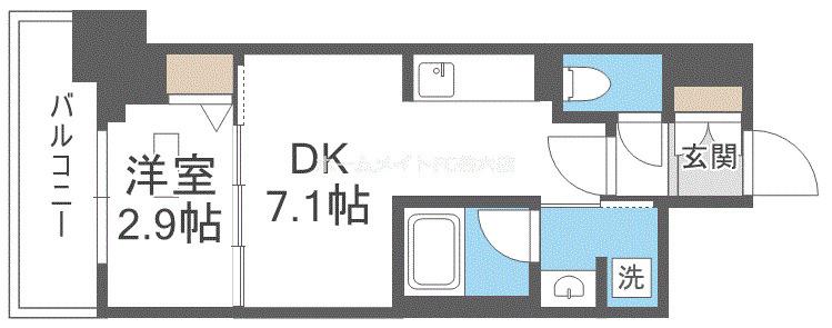 アーバネックス天満橋FRONT(1DK/12階)の間取り写真