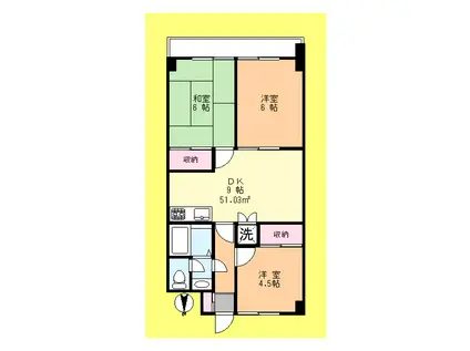 ロイヤルBIN(3DK/3階)の間取り写真