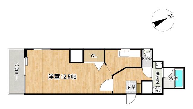 アスールI(1K/2階)の間取り写真