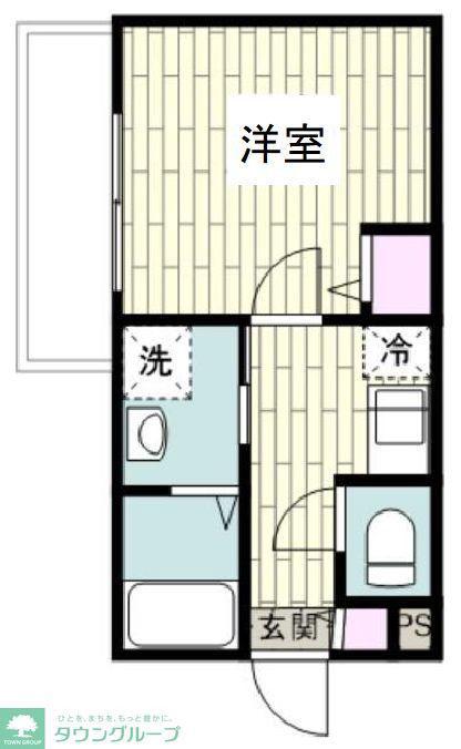 フルセイル古淵III(1K/2階)の間取り写真