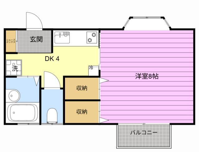 ウェルシーハイツ(1DK/1階)の間取り写真