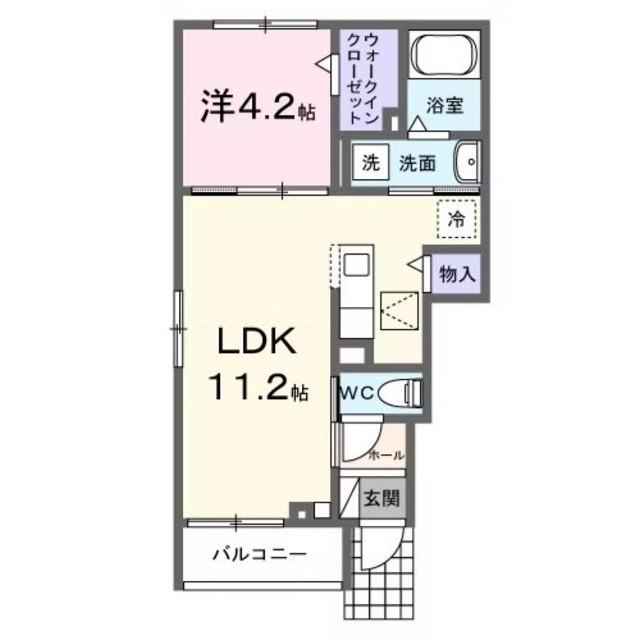 デフィ東川口(1LDK/1階)の間取り写真