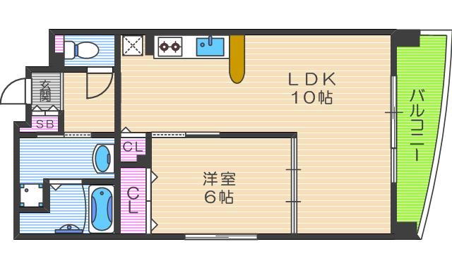 ビラージュプラム(1LDK/6階)の間取り写真