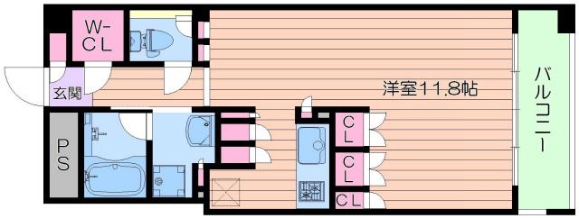 ガリレオ新町(ワンルーム/10階)の間取り写真