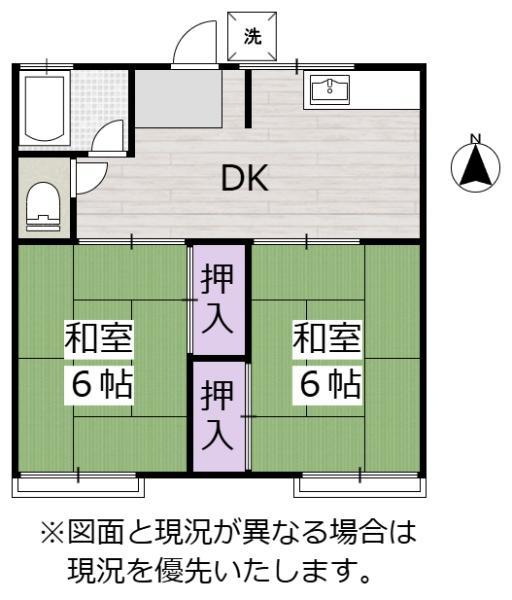 千寿コーポ(2DK/2階)の間取り写真