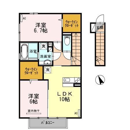 エルモアII(2LDK/2階)の間取り写真