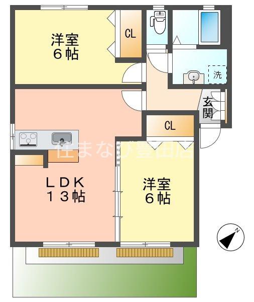 ハムレット94 A棟(2LDK/1階)の間取り写真