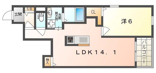 ラ カーサ クラーダ(1LDK/1階)の間取り写真