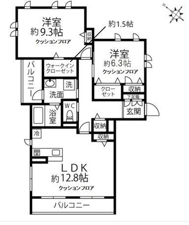 ラディーチェA(2LDK/2階)の間取り写真