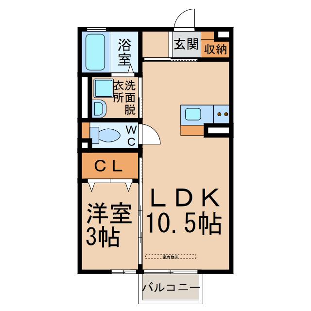 カーサプラム(1LDK/2階)の間取り写真