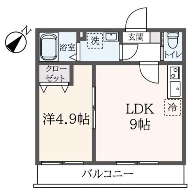 エレジオ横浜(1LDK/2階)の間取り写真