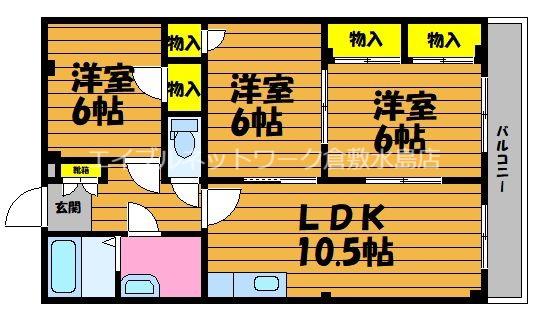 アメニティ田園(3LDK/3階)の間取り写真