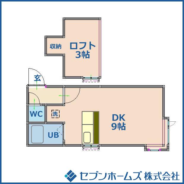 AMS中の島1-7A(1SK/3階)の間取り写真