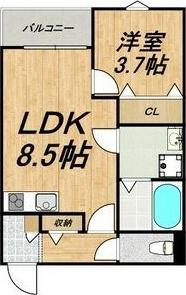 LECOCON中村(1LDK/1階)の間取り写真
