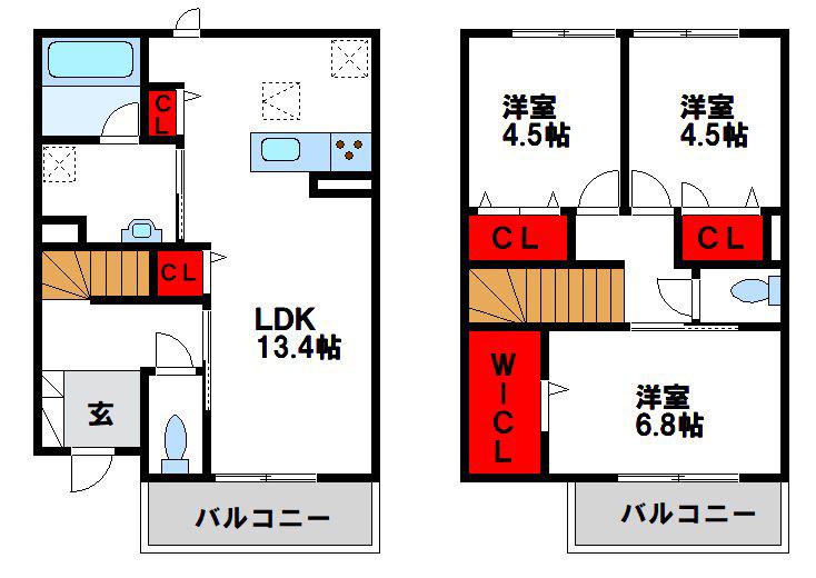 D-ROOMサンライズ B(3LDK/1階)の間取り写真