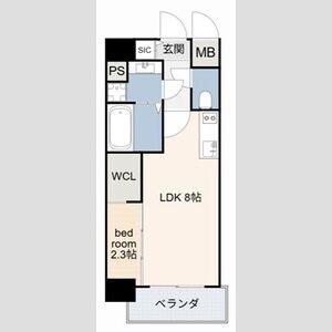 豊田駅前ビル(1LDK/9階)の間取り写真