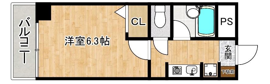 朝日プラザ小倉片野II(1K/8階)の間取り写真