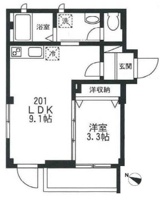 多喜川ビル(1LDK/2階)の間取り写真