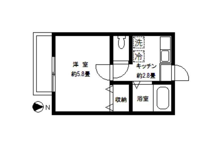 グリーンヒル弐番館(1K/2階)の間取り写真