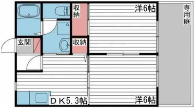 フラワーハイツ B棟(2LDK/2階)の間取り写真