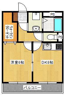 パレロワイヤル五番館(1DK/1階)の間取り写真