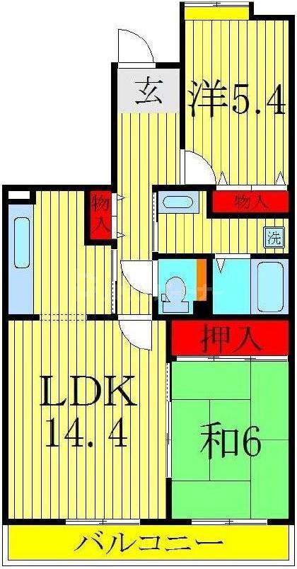 コーポレート新柏駅前3号棟(2LDK/4階)の間取り写真