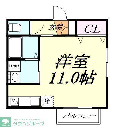 ラ・フォンテーヌ(ワンルーム/1階)の間取り写真