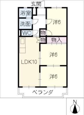 ハイツオークス(3LDK/3階)の間取り写真