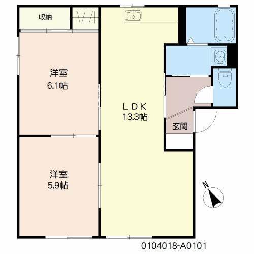 HIGHLAND ミナミ(2LDK/1階)の間取り写真