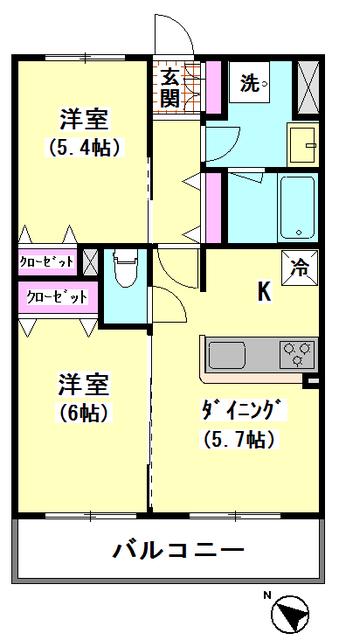 テラッツァ池上(2LDK/2階)の間取り写真