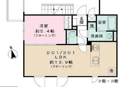 STRIPES 豪徳寺(1LDK/3階)の間取り写真