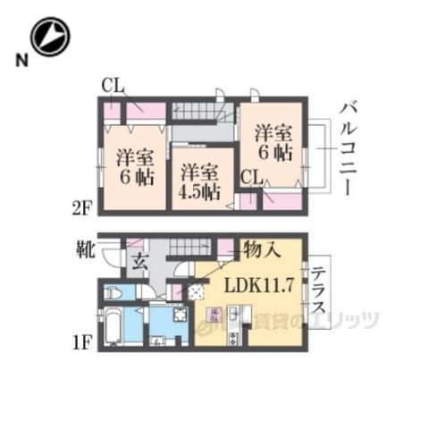 メゾネットコスモ(3LDK/1階)の間取り写真