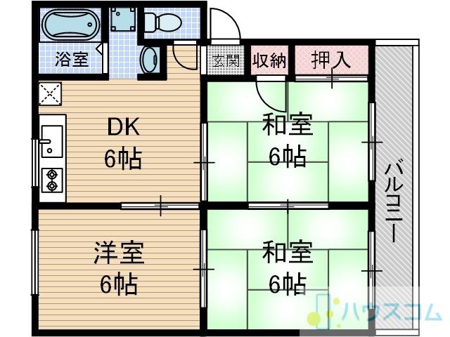 セジュール小柳Ⅰ(3DK/2階)の間取り写真