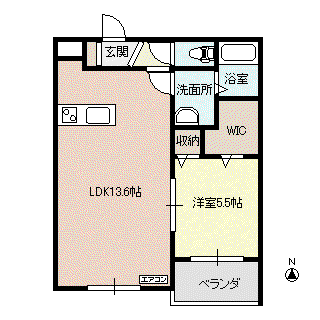 プレシャスコートM(1LDK/2階)の間取り写真