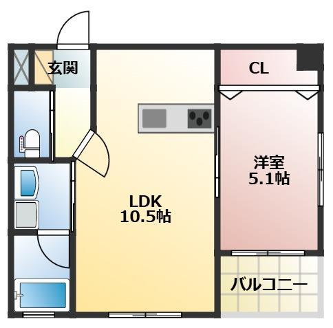 ZEEK(1LDK/2階)の間取り写真
