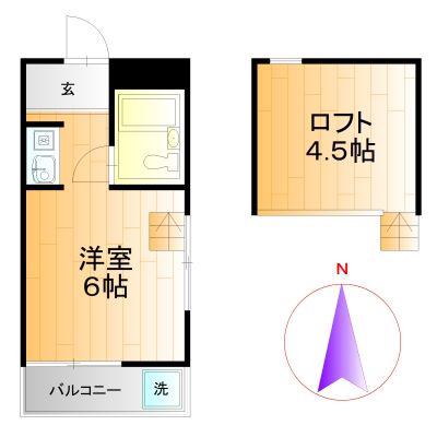 やままんハイツ3(ワンルーム/2階)の間取り写真